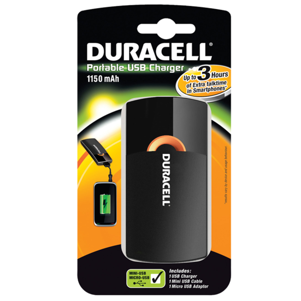 Mobiele USB Oplader 3h Duracell