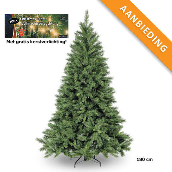Kunstkerstboom 180 cm met gratis kerstverlichting