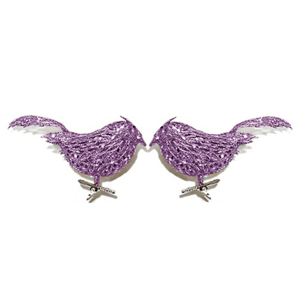 Paarse Vogeltjes met clip 10 cm