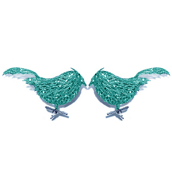 Blauwe Vogeltjes met clip 10 cm