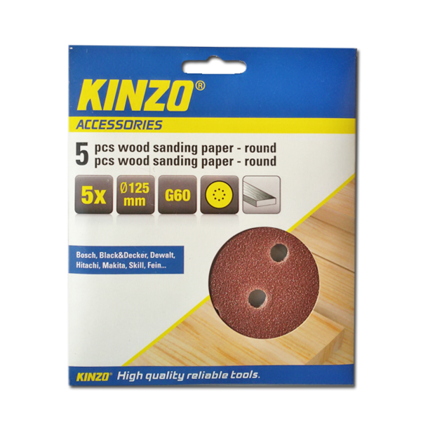 Kinzo Schuurpapier Rond 125mm G60 5 stuks