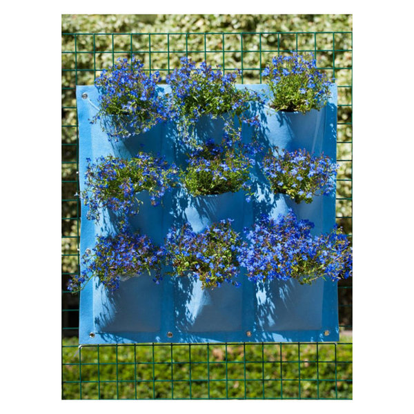 Nature Plantentas vilt blauw met 9 zakken H72x72